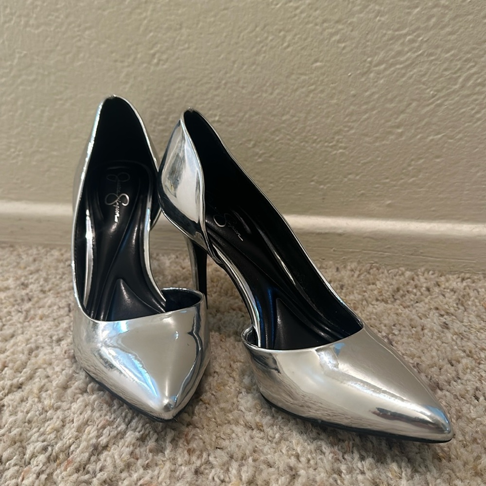 Jessica Simpson Metallic Chrome Heels